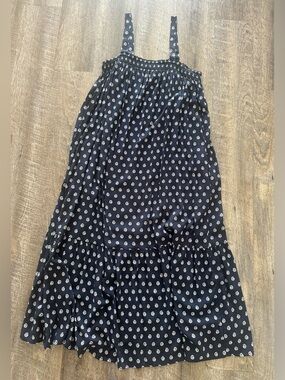 LOFT Navy Print Tiered Maxi Subdress